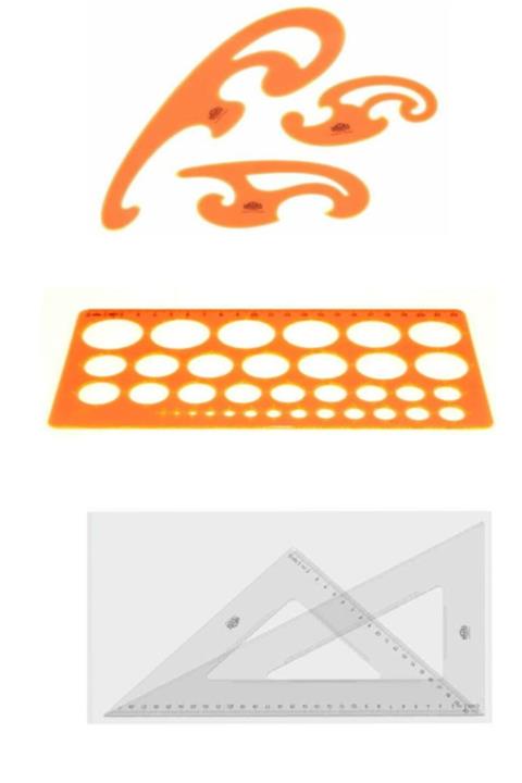 HATAS Çizim Seti- 30 Cm Gönye Seti 60° - 45°+3'lü