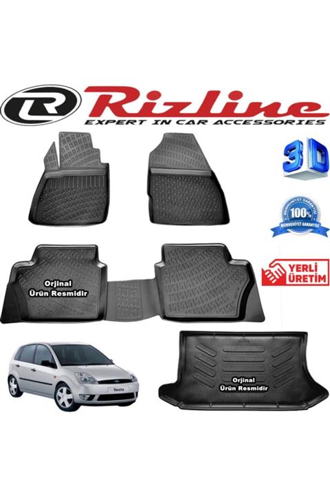 Rizline Ford Fiesta 3d Paspas + 3d Bagaj Havuzu 2002-2008 Arası Siyah Set