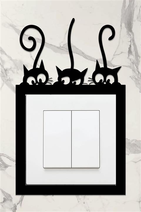 AHWALL WOODWORKING Ahşap Priz Çerçevesi Kedi Temalı