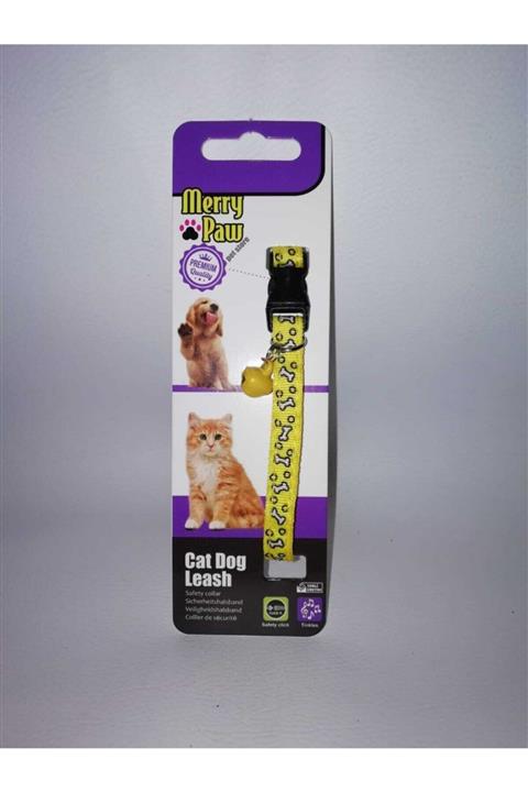 Merrypaw Kemik Desenli Kedi Ve Köpek Boyun Tasması Sarı
