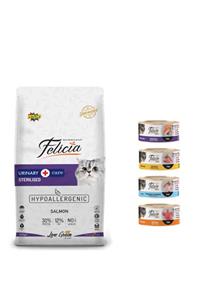 Felicia Kısırlaştırılmış Somonlu Kedi Maması 12 Kg + 4 Adet Yaş Mama - Petliyo