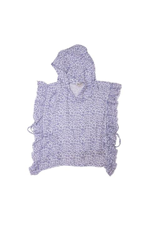 Mama Yoyo Baby&Kids Fırfırlı Müslin Panço - Lila Leopar (organik Pamuk & Bambu)