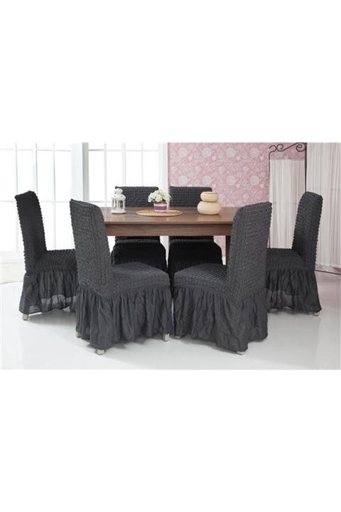 ZAWA Çantali Bürümcük Etekli Sandalye Örtüsü 6 Adet