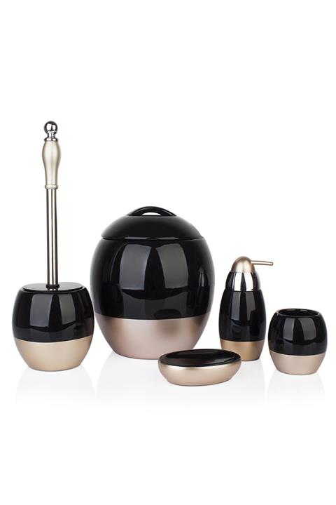 ACAR Marb 5li Seramik Banyo Set - Siyah Gold