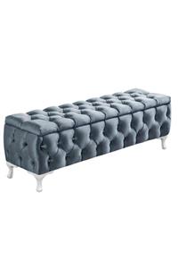 Setay Yatak Ucu Pufu, Cappy Bench, Sandıklı Ayakucu Pufu - Açık Mavi 120x40x50