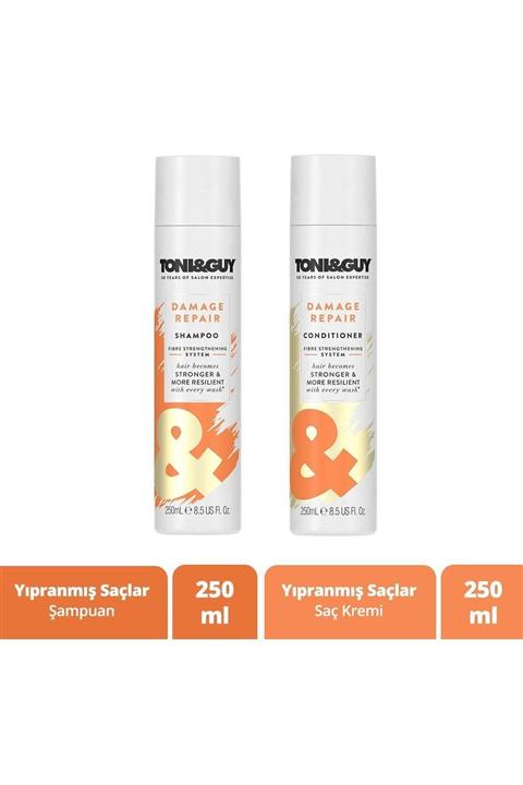 Toni&Guy Yıpranmış Saçlar Için Şampuan 250 ml + Saç Bakım Kremi 250 ml
