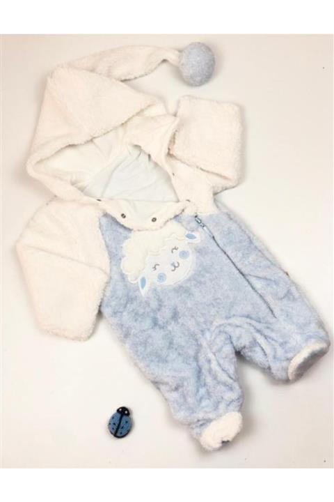 Eda Baby Erkek Bebek Mavi Velsoft Tulum