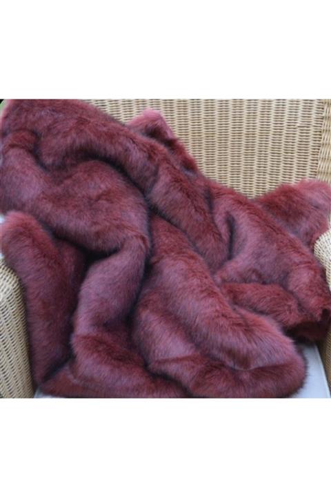 MER HOME Bordo Peluş Yatak/ Koltuk Şalı (90x140)
