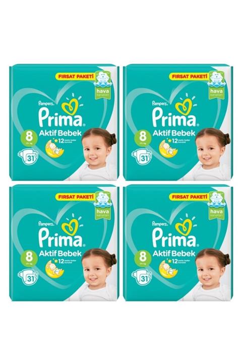 Prima 8 Numara Bebek Bezi 17 kg 124 Adet