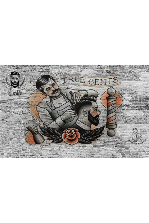 dekoartizan Erkek Kuaför Salonu Taş Duvar Desenli Duvar Kağıdı