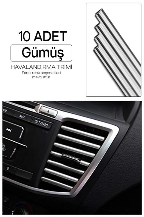 C9 Araç Içi Klima Havalandırma Izgarası Gümüş Trim Seti Film Şerit