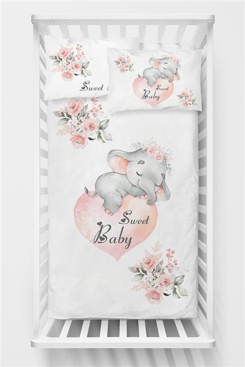 Homamia Beyaz Fil Bebek Nevresim Takımı