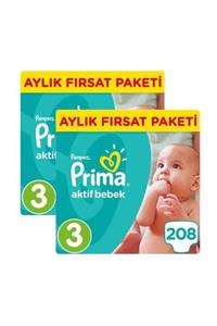 Prima Pampers Bebek Bezi Aktif Bebek Aylık Midi 3 No 208'li x 2