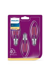 Philips Led Classic Ampul 40W B35 E14 Non-Dim 2700K 3'Lü Ekopaket