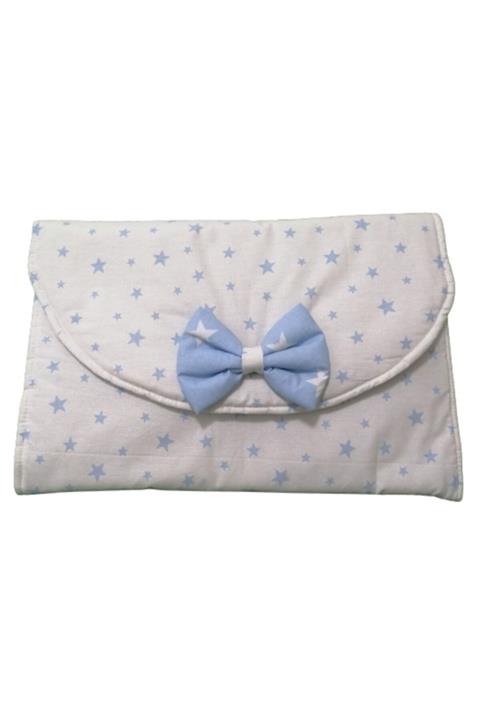 Rosemilla Çanta Model Elyaf Dolgulu Alt Açma Minderi Mavi, Beyaz Yıldız Desenli