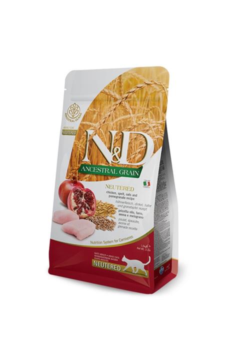 N&D Ancestral Grain Neutered Az Tahıllı Tavuklu Ve Narlı Kısırlaştırılmış Kedi Maması 1,5 Kg