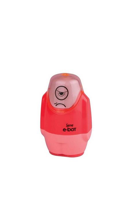 Serve E-Bot Silgili Kalemtraş FOSFORLU KIRMIZI