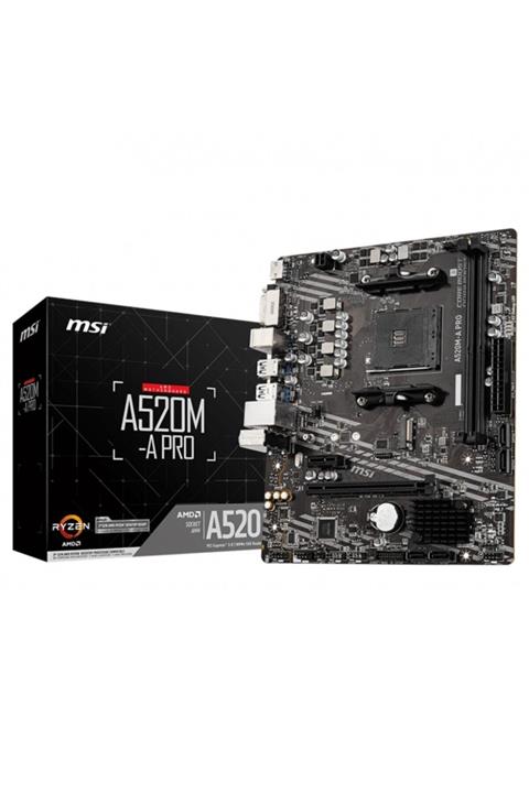 MSI A520m-a Pro Ddr4 Sata3 M2 Pcıe Nvme Hdmı Dvı Pcıe 16x V3.0 Am4 Matx