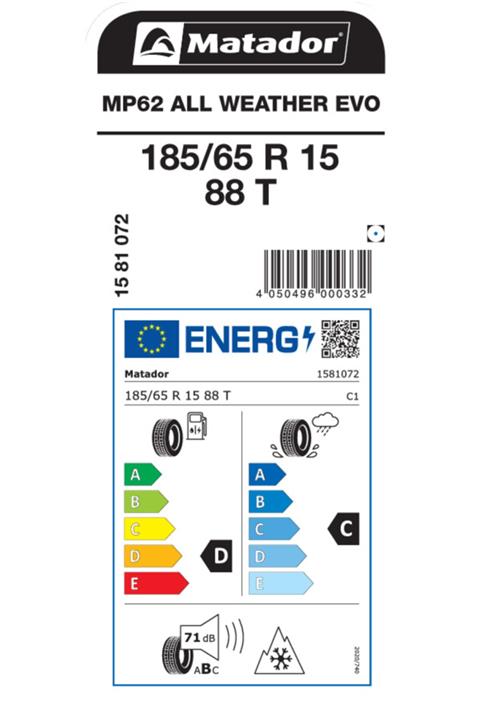Matador 185/65 R 15 Mp 62 All Weather Evo (2021 Üretim)