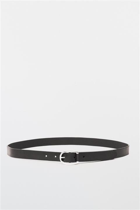 Massimo Dutti Kadın Çift Tokalı Siyah Deri Kemer 06113638