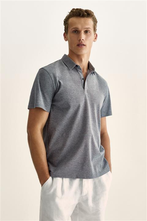 Massimo Dutti Erkek Kısa Kollu Pamuklu Oxford Polo T-Shirt 00711283