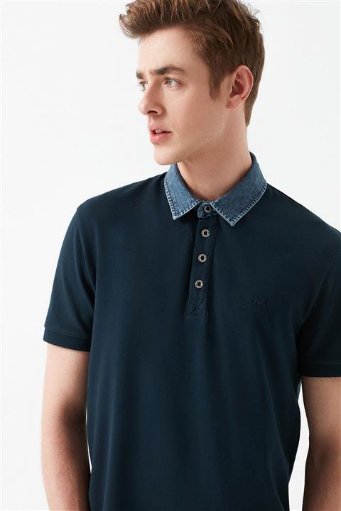 Mavi Denim Yaka Detaylı Lacivert Polo Tişört