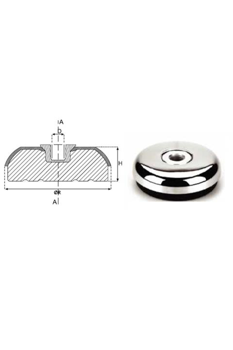 YİSA Çap:60 Yükseklik:17 Burç:m-10 Tezgah Tampolu Bombeli Dişi Krom Kaplamalı-10 Ad.