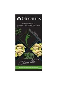 Glories Vegan Şekersiz Antep Fıstıklı Bitter Çikolata Diyet Çikolata 100 gr No Sugar Added Chocolate