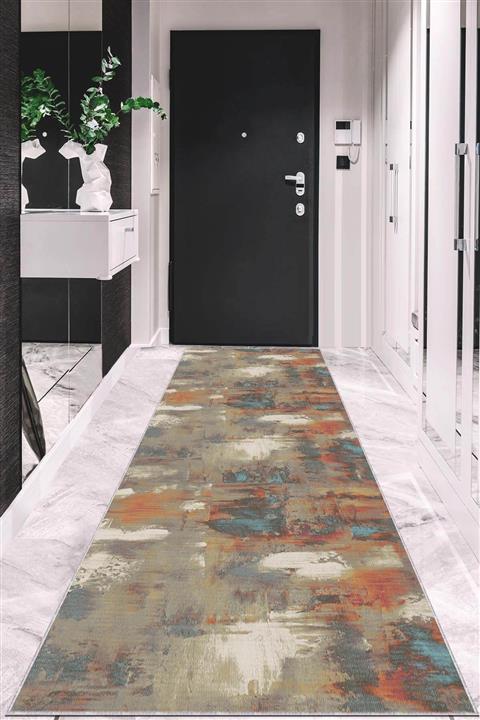 NeluxHome Makinede Yıkanır Kaymaz Tabanlı Vintage Kesme Yolluk Ar644