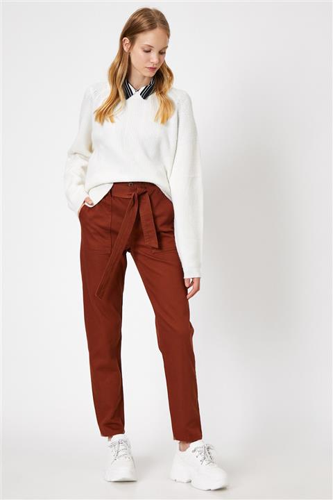 Koton Kadın Tarçın Beli Bağlamalı Pantolon