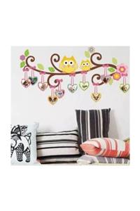 cosy home gift Çocuk Ve Bebek Odası Neşeli Baykuş Ailesi Resimlik Duvar Dekor Süsleme 105x56 cm Sticker Pvc