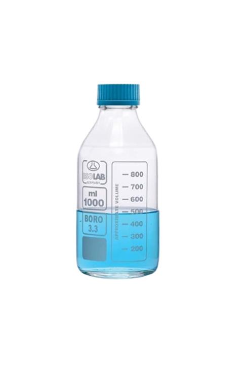 ISOLAB 061.01.100 Şişe - Borosilikat Cam - Şeffaf - Vidalı Kapaklı - 100 ml (10 Adet)