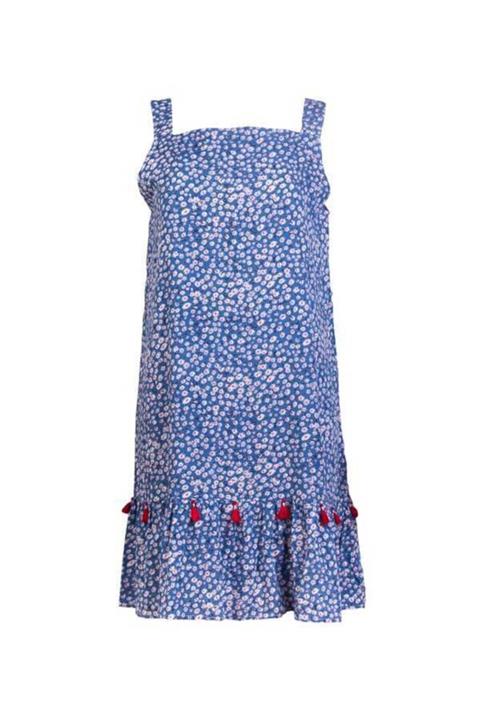 ZELİCE TASARIM Minik Çıtır Çiçekli Mavi Elbise - Zelice