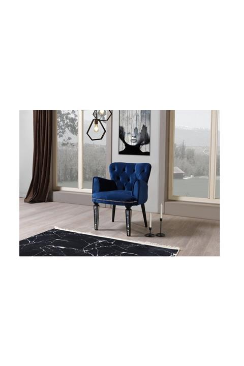 mobilyabazari Belinda Mavi Tekli Koltuk (salon, Balkon, Cafe Ofis)