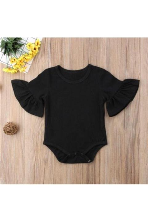 ESLEM BABY Kız Bebek Siyah Ispanyol  Çıtçıtlı Body