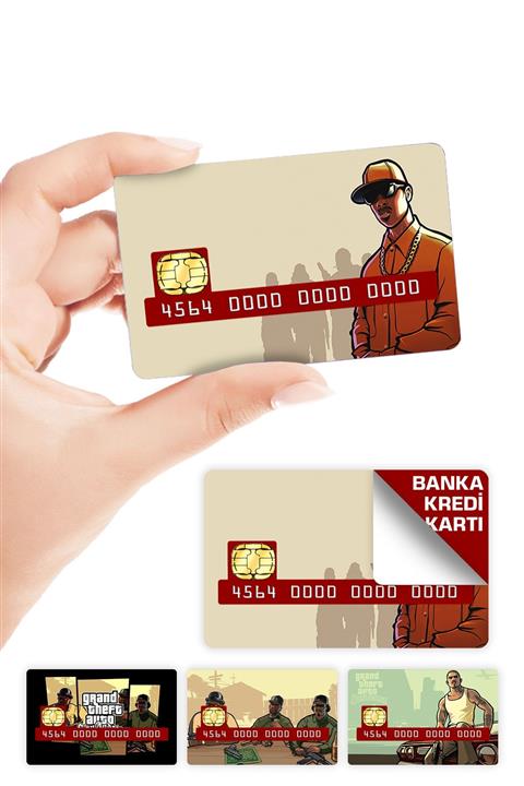 ZipZap Gta San Andreas Kredi Kartı Kaplama Sticker 4 Adet