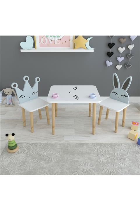 MİBU MOBİLYA Mb2015 Mavi Kare Masa + Sandalye Takımı