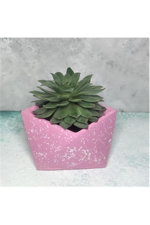 Fayiha Pembe Prizma Dekoratif Saksı
