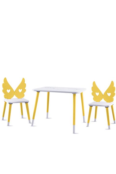 GO BABY Sarı Kanat Model 2 Sandalyeli Masa