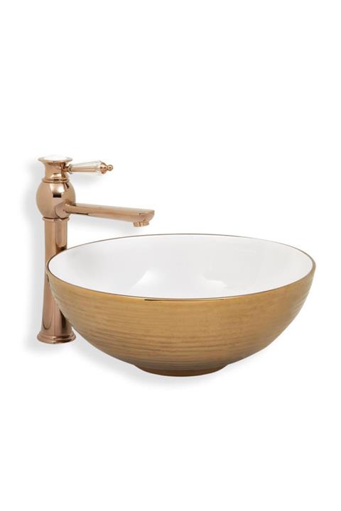 EVA BANYO Lena Tezgah Üstü Lavabo Rose&beyaz E-8302