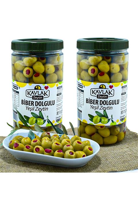 Kavlak Zeytin Biber Dolgulu Yeşil Zeytin 1 kg 2'li