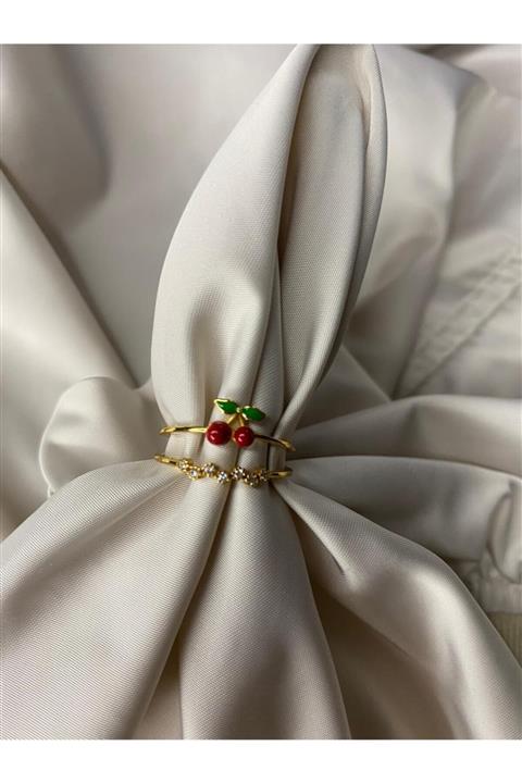 Mi Bonita Kirazlı Taşlı Yüzük Gold