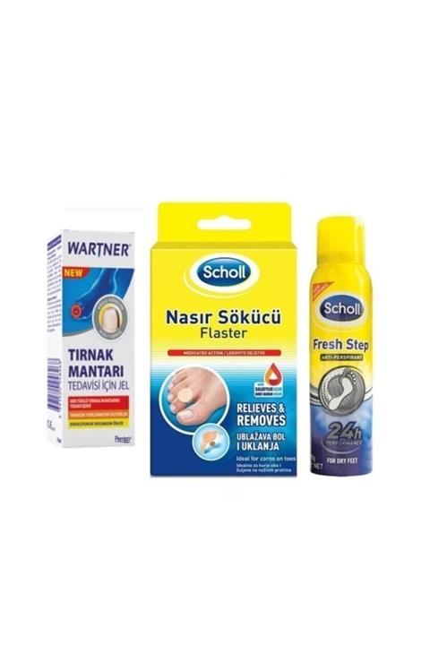 Wartner Tırnağı Yenilenmesini Destekleyen Tırnak Mantar Jeli+ayak Spreyi+nasır Sökücü Flaster
