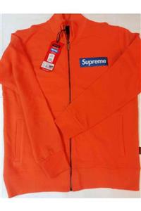 Supreme Unisex Turuncu Fermuarlı Jacket