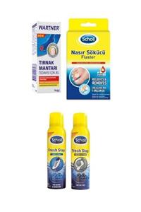 Wartner Scholl Nasır Sökücü Flaster 8 Adet+ Ayakkabı Spreyi+ Tırnak Mantar Jeli+ Koku Önleyici Ayak Spreyi