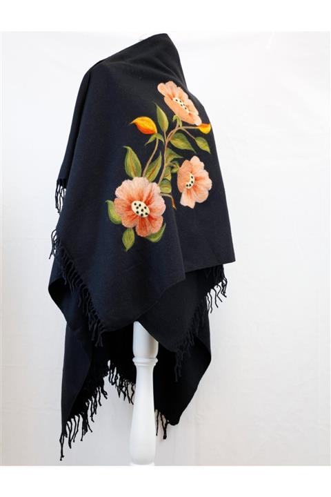 Woll Tasarım Kadın Keçe Işlemeli Panço