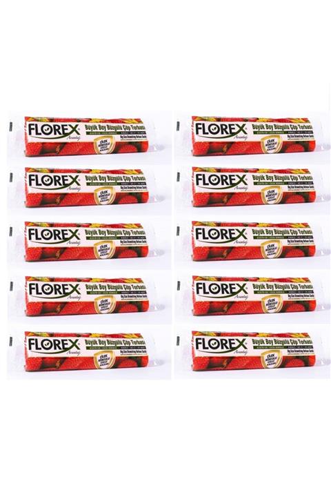 Florex 10'lu Çilek Kokulu Büyük Boy Büzgülü Çöp Torbası (65*70cm)