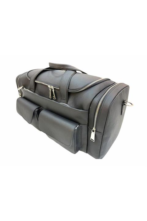 ALPE Unısex Siyah Deri Seyahat Çantası