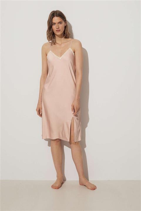 Oysho Kadın Açık Pembe Dantelli Saten Kısa Gecelik