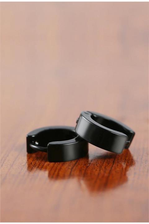 Baykuş Erkek Siyah Titanyum Çift Küpe